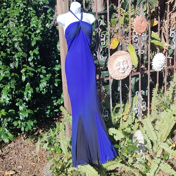 Cache Dresses & Skirts - Cache '90s vintage, pre y2k blue ombre Grecian halter dress size 2